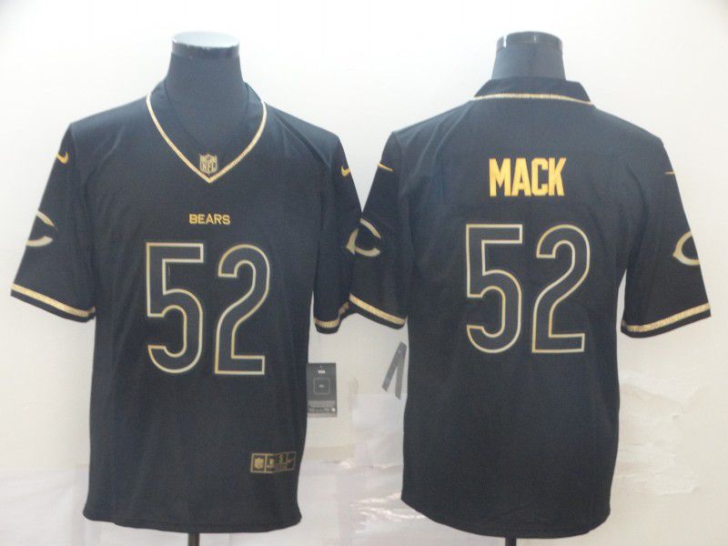 Men Chicago Bears #52 Mack Black Retro gold character Nike NFL Jerseys->chicago bears->NFL Jersey